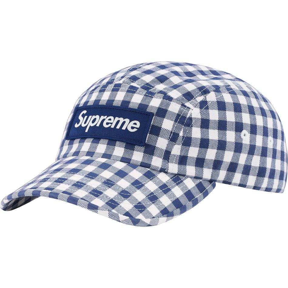 Supreme Gingham Camp Cap Kalap Kék | HU115NB