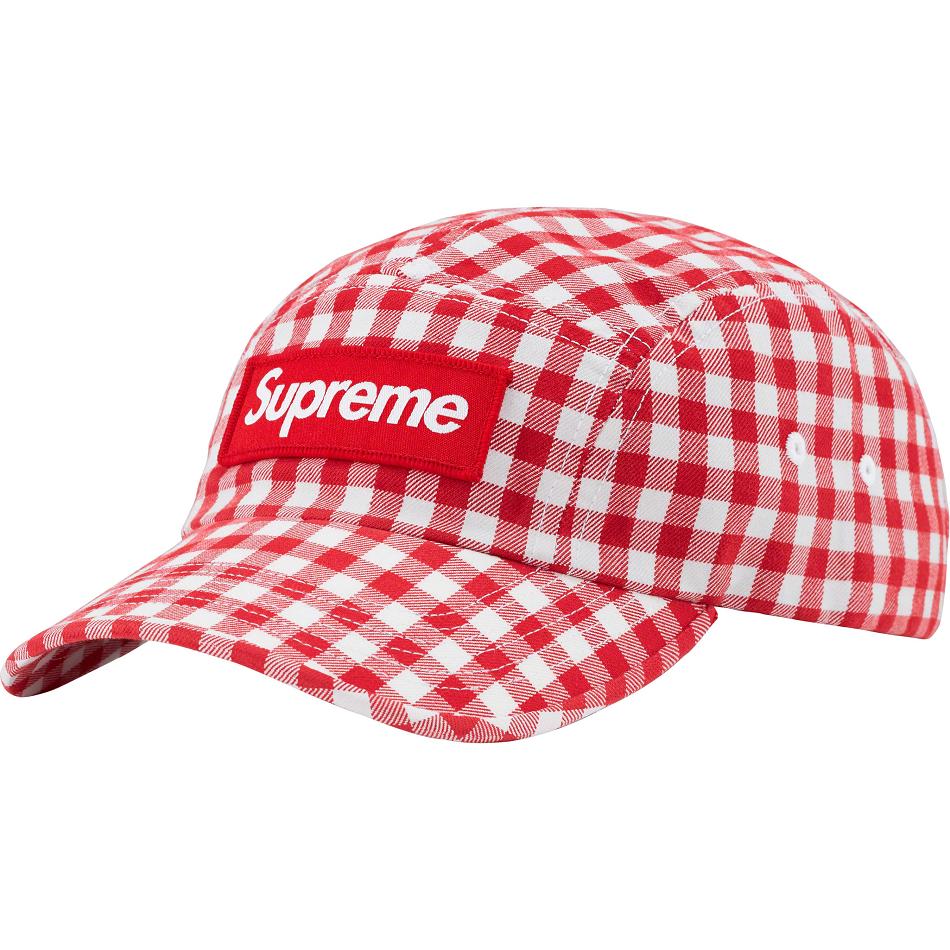 Supreme Gingham Camp Cap Kalap Piros | HU114BC