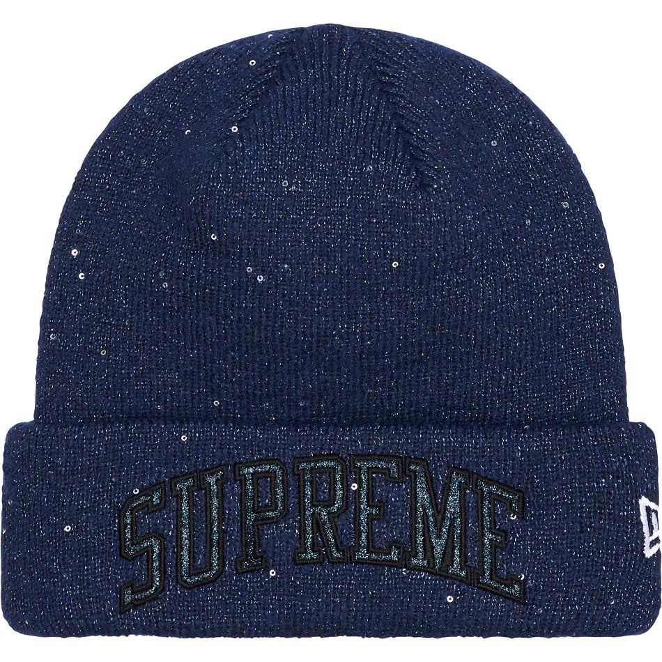 Supreme New Era® Metallic Arc Beanie Kalap Sötétkék | HU145EX