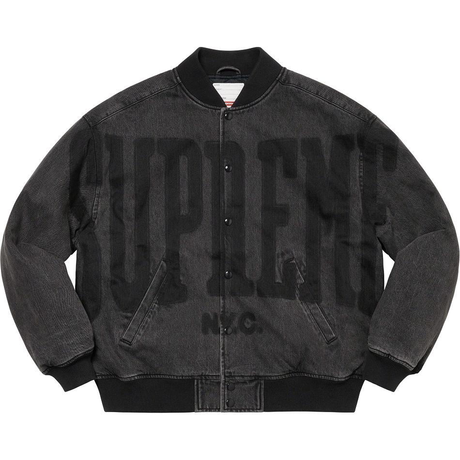 Supreme Washed Knockout Denim Varsity Kabát Fekete | HU439AP