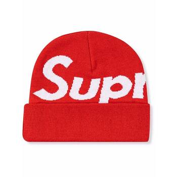 Supreme Big Logo Beanie Kalap Piros | HU113VD