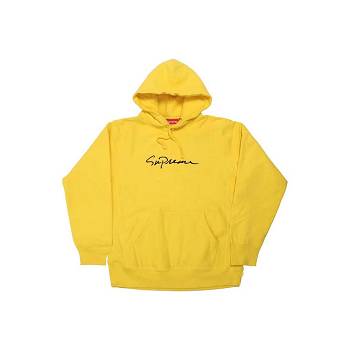 Supreme Classic Script Csuklyás Pulóverek Sárga | HU269VD