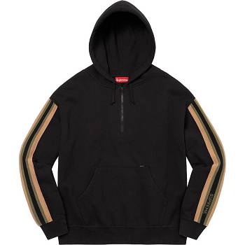 Supreme Half Zip Csuklyás Pulóverek Fekete | HU293XF