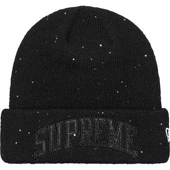 Supreme New Era® Metallic Arc Beanie Kalap Fekete | HU146RW