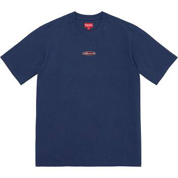 Supreme Oval Logo S/S Top Pulóverek Sötétkék | HU338FM